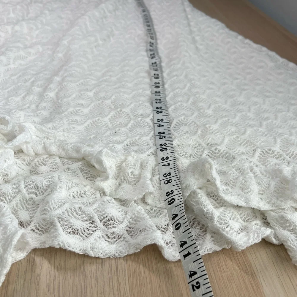 Anthropologie White Crochet Ruffled Midi Dress Women’s Large - Picture 10 of 13